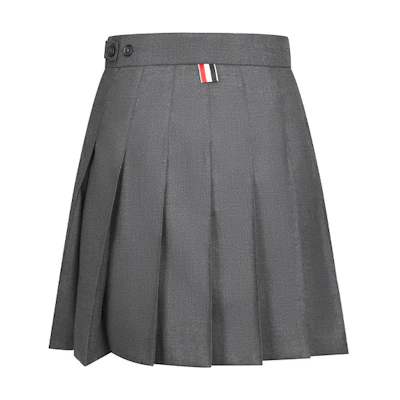 Thom Browne FW21 Wool Mini Pleated Mid-Rise Casual Skirt Dark Grey Back to School FGC402V-00626-025