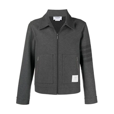 Thom Browne FW21 Zip-Front Striped Track Jacket Grey MJT283A-06772-035