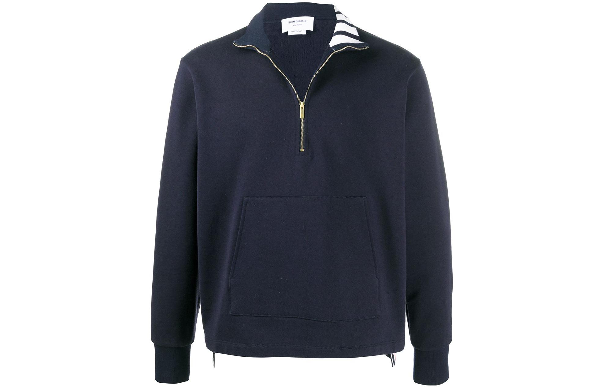 Thom Browne FW22 4-Bar Half-Zip Sweatshirt Blue Back-to-School Edition MJT256A06931-415