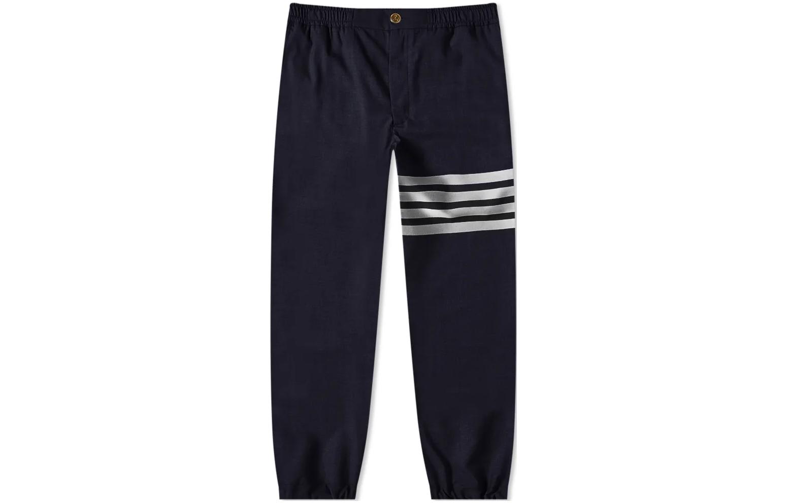 Thom Browne FW22  4-Bar Navy Zipper Sweatpants Casual Pants. MTT030A-06146-415
