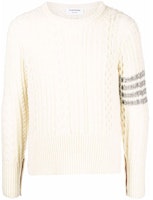 Thom Browne FW22 Beige 4-Bar Wool Crewneck Pullover Sweater. MKA411A-Y1506-100 Thom Browne FW22 Beige 4-Bar Wool Crewneck Pullover Sweater. MKA411A-Y1506-100