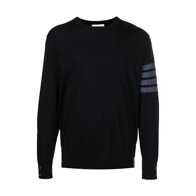 THOM BROWNE FW22 Black Wool Sweater with Four-Bar Stripes MKA002BY-1014N-avy
