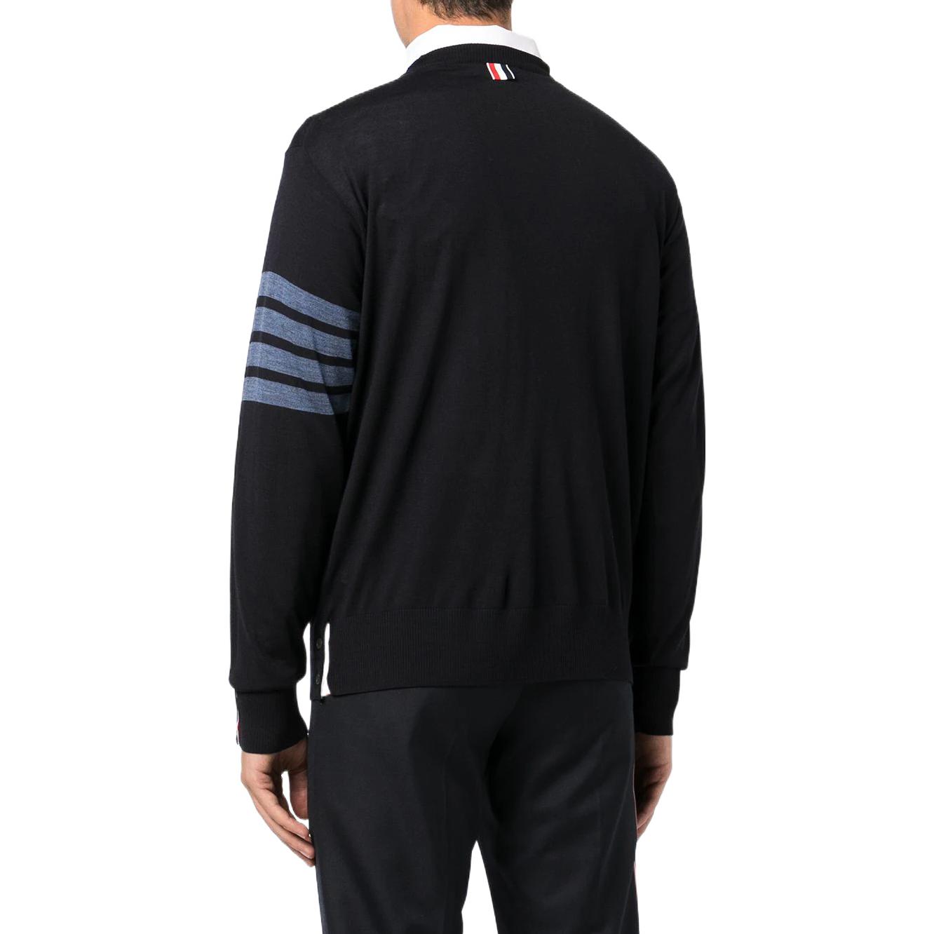 THOM BROWNE FW22  Black Wool Sweater with Four-Bar Stripes MKA002BY-1014N-avy 圖 5