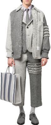 THOM BROWNE FW22 經典四條紋Ivy Boy灰色拼布襯衫外套. MJO145F02508035 Lookbook THOM BROWNE FW22 經典四條紋Ivy Boy灰色拼布襯衫外套. MJO145F02508035