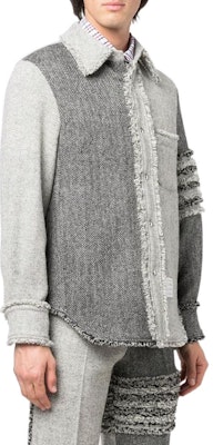 THOM BROWNE FW22 經典四條紋Ivy Boy灰色拼布襯衫外套. MJO145F02508035 Shop THOM BROWNE FW22 經典四條紋Ivy Boy灰色拼布襯衫外套. MJO145F02508035