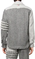 Purchase THOM BROWNE FW22 經典四條紋Ivy Boy灰色拼布襯衫外套. MJO145F02508035