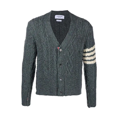 THOM BROWNE FW22 Classic Four-Bar Wool Cardigan Sweater Blue. MKC409A-Y1506-420