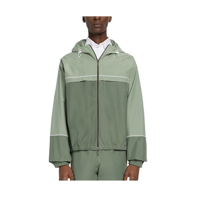 THOM BROWNE FW22 Colorblock Zip-Up Hoodie Jacket - Dark Green MJT343A-07651-320