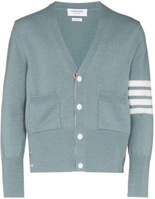 Thom Browne FW22 Four-Bar V-Neck Wool Sweater in Blue. MKC353A-Y1026-450 Order Thom Browne FW22 Four-Bar V-Neck Wool Sweater in Blue. MKC353A-Y1026-450