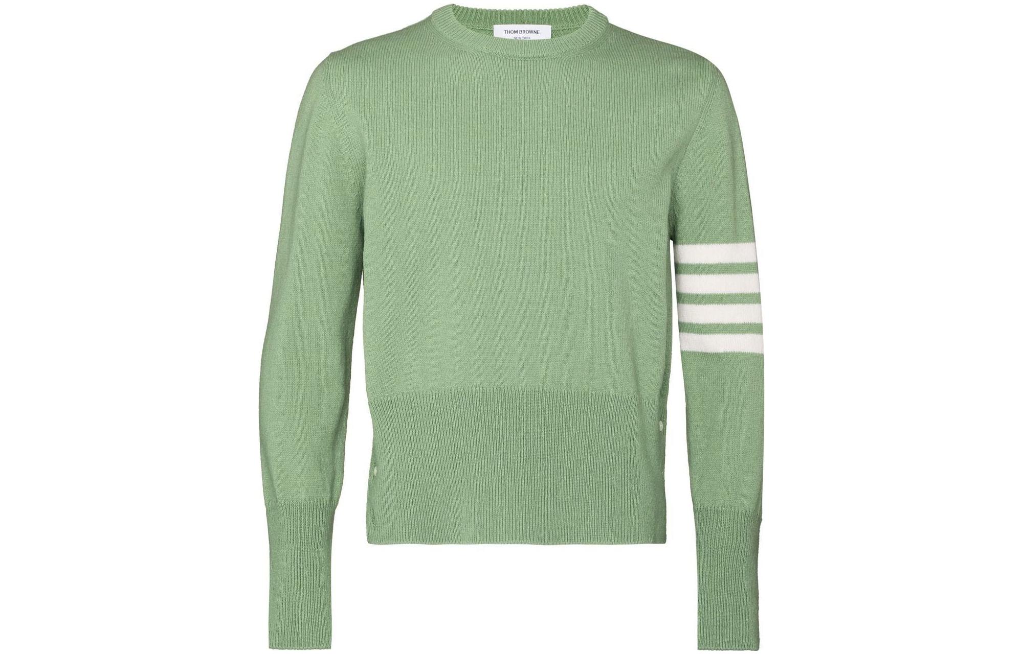 THOM BROWNE FW22  Green 4-Bar Wool Sweater Knit Pullover Fall Season MKA317A-Y1026-350