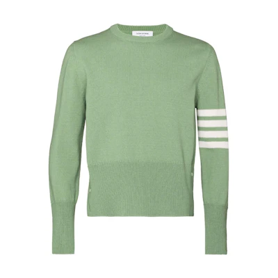 THOM BROWNE FW22 Green 4-Bar Wool Sweater Knit Pullover Fall Season MKA317A-Y1026-350