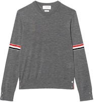 THOM BROWNE FW22 Grey 4-Bar Crewneck Wool Sweater. MKA412A-Y1014-035 THOM BROWNE FW22 Grey 4-Bar Crewneck Wool Sweater. MKA412A-Y1014-035