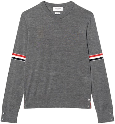 THOM BROWNE FW22 灰色4條紋羊毛圓領毛衣 MKA412A-Y1014-035 Buy THOM BROWNE FW22 灰色4條紋羊毛圓領毛衣 MKA412A-Y1014-035