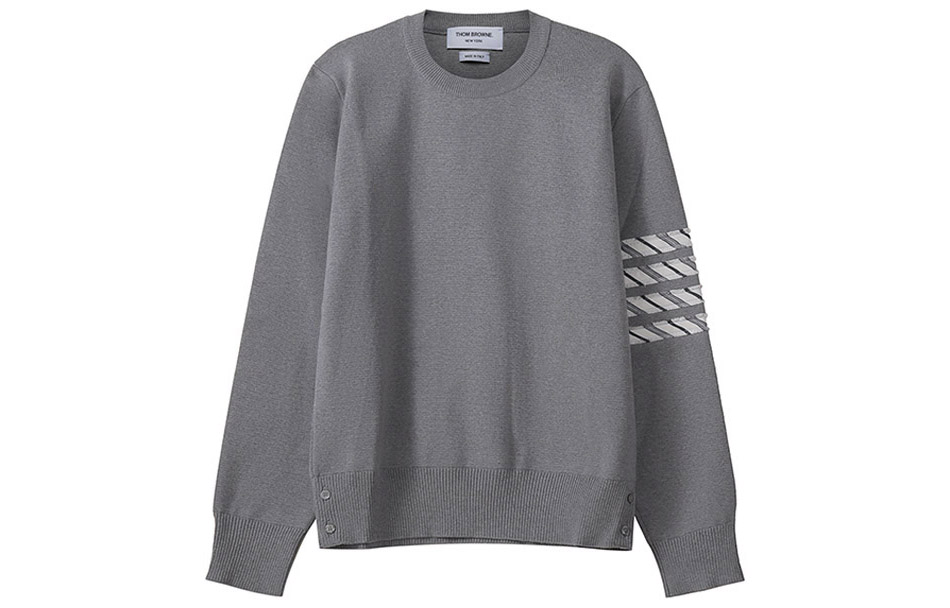 Thom Browne FW22  Grey 4-Bar Striped Cotton Knit Sweater. MKA352A-Y3007-055