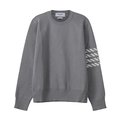 Thom Browne FW22 Grey 4-Bar Striped Cotton Knit Sweater. MKA352A-Y3007-055