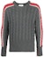 Buy THOM BROWNE FW22 Sweater Wol Abu-Abu Kabel dengan Detail Garis Tricolor. MKA389A-Y1024-035