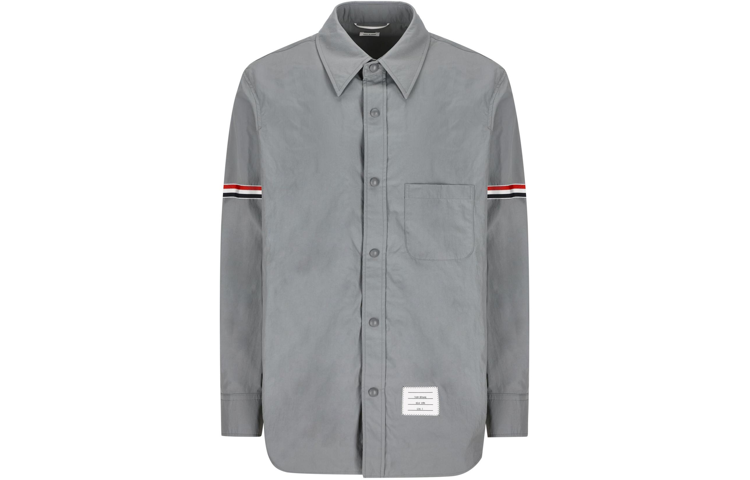 THOM BROWNE FW22  Grey Classic Three-Stripe Armband Long-Sleeve Shirt. MJO067A-04391-035 圖 3