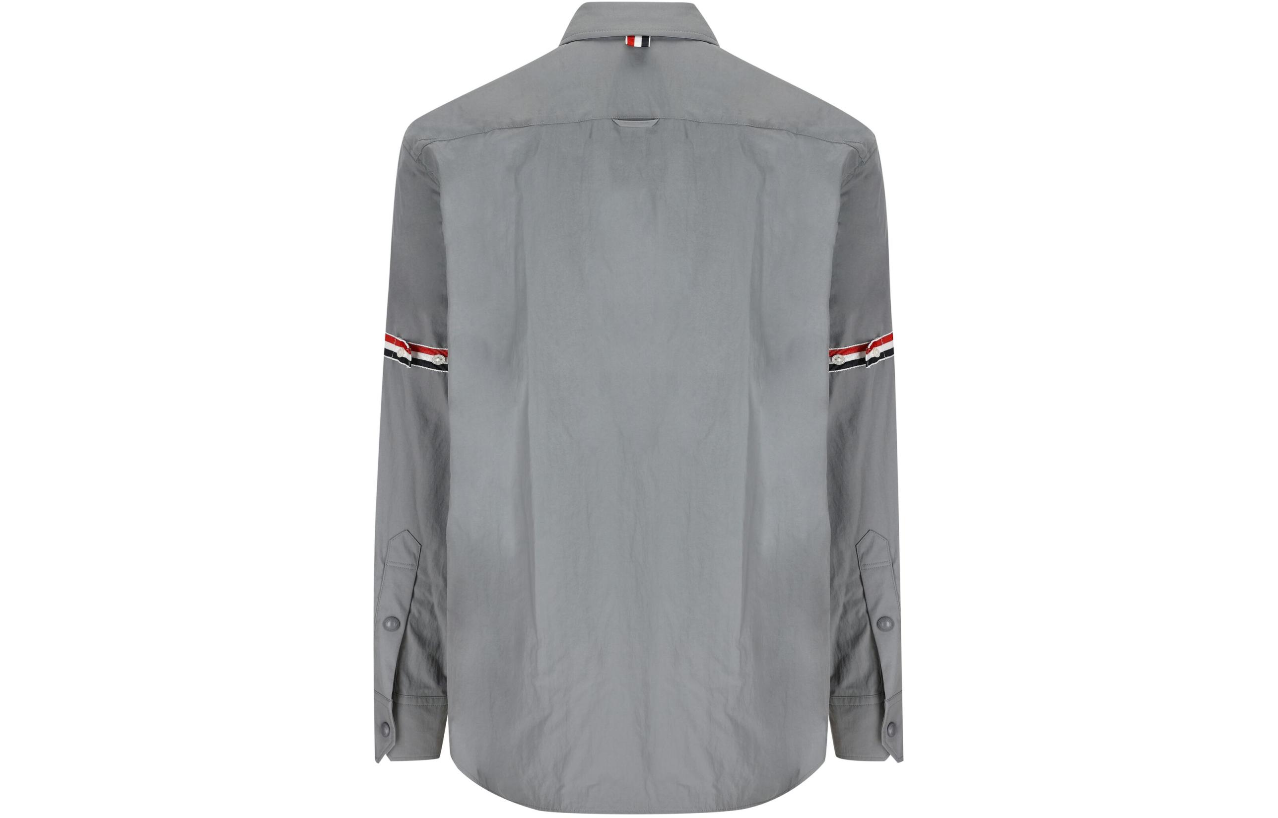 THOM BROWNE FW22  Grey Classic Three-Stripe Armband Long-Sleeve Shirt. MJO067A-04391-035 圖 4