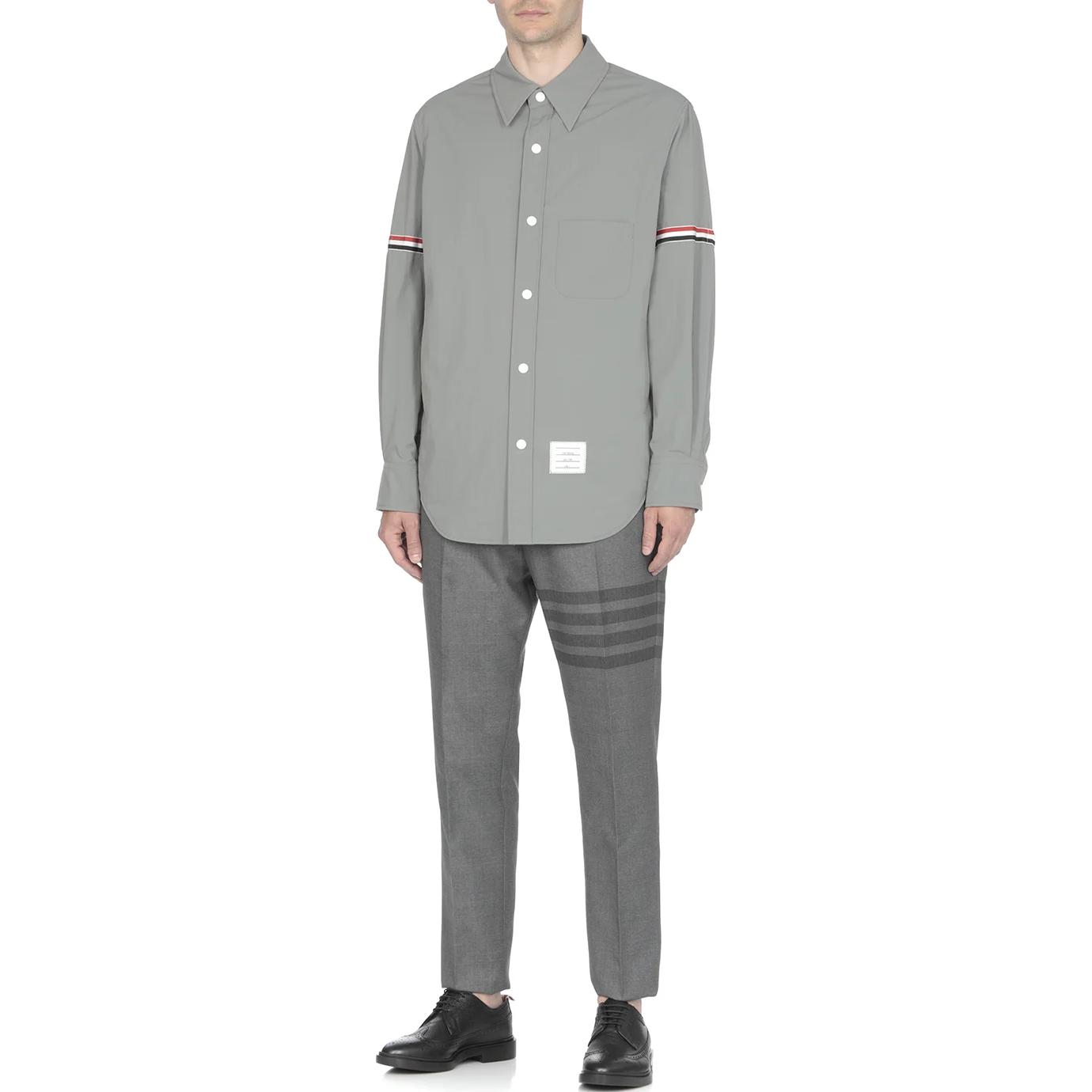 THOM BROWNE FW22  Grey Classic Three-Stripe Armband Long-Sleeve Shirt. MJO067A-04391-035 圖 5