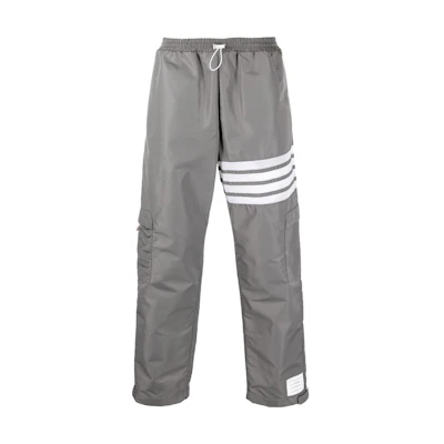 Thom Browne FW22 Grey Four-Bar Lightweight Nylon Jogger Pants MJQ163A-F0197-035
