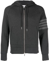 THOM BROWNE FW22 Grey Hoodie with Classic Four-Bar Stripes. MJT204A-06452-015 THOM BROWNE FW22 Grey Hoodie with Classic Four-Bar Stripes. MJT204A-06452-015