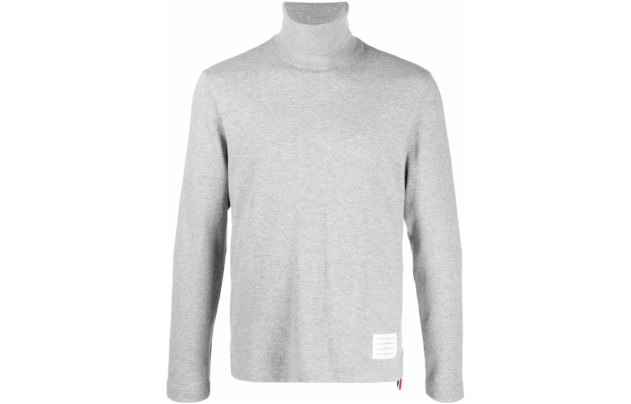 THOM BROWNE FW22  Grey Solid Turtleneck Knit Sweater MJS184A-07323-055