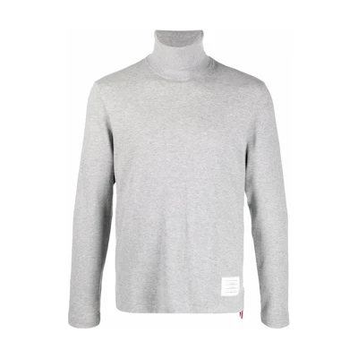 THOM BROWNE FW22 Grey Solid Turtleneck Knit Sweater MJS184A-07323-055