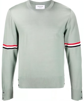 톰 브라운 FW22 라이트 그린 스트라이프 울 니트 크루넥 스웨터. MKA412AY1014-350 Buy 톰 브라운 FW22 라이트 그린 스트라이프 울 니트 크루넥 스웨터. MKA412AY1014-350