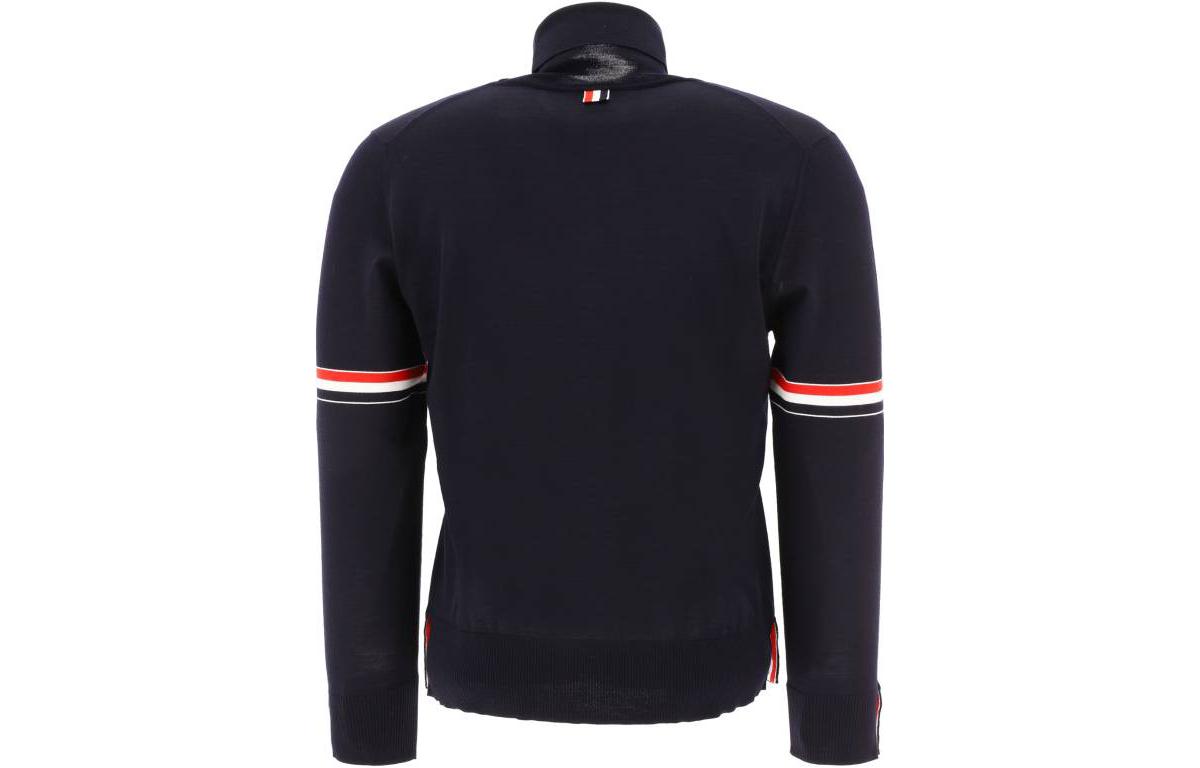 Lookbook THOM BROWNE FW22 Navy Sweater Wol 3-Stripe Turtleneck. MKA413A-Y1014-415