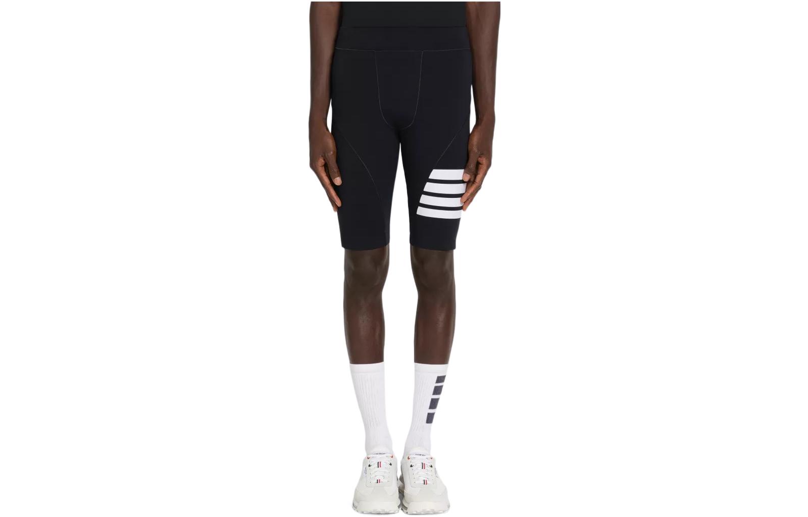 Order THOM BROWNE FW22 Celana Pendek Kompresi Navy 4-Bar Trim MJA007Y-06753-461