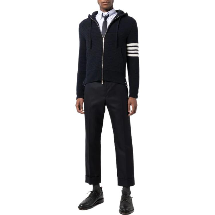 Thom Browne FW22  Navy Blue Classic 4-Stripe Knit Hoodie Jacket. MKC382-AY1501-415 圖 3