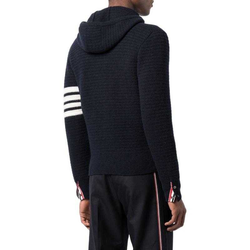 Thom Browne FW22  Navy Blue Classic 4-Stripe Knit Hoodie Jacket. MKC382-AY1501-415 圖 4