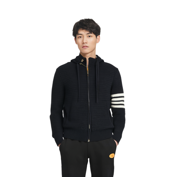 Thom Browne FW22  Navy Blue Classic 4-Stripe Knit Hoodie Jacket. MKC382-AY1501-415 圖 6