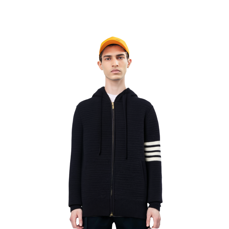Thom Browne FW22  Navy Blue Classic 4-Stripe Knit Hoodie Jacket. MKC382-AY1501-415 圖 8