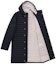 Shop THOM BROWNE FW22 Navy Blue Striped Hooded Long Sleeve Coat MOD013X-05411-415