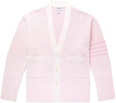 Thom Browne FW22 Pink Striped V-Neck Knit Cardigan JVM16264-09610-858 Order Thom Browne FW22 Pink Striped V-Neck Knit Cardigan JVM16264-09610-858