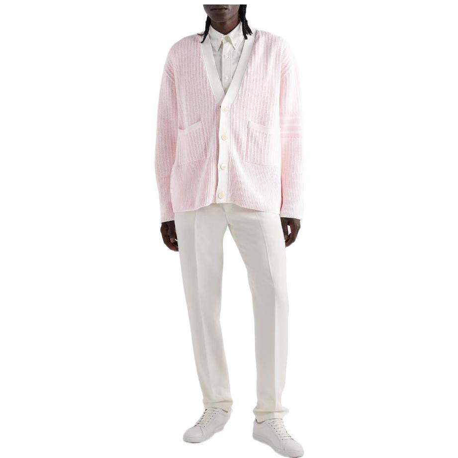 Thom Browne FW22  Pink Striped V-Neck Knit Cardigan JVM16264-09610-858 圖 3