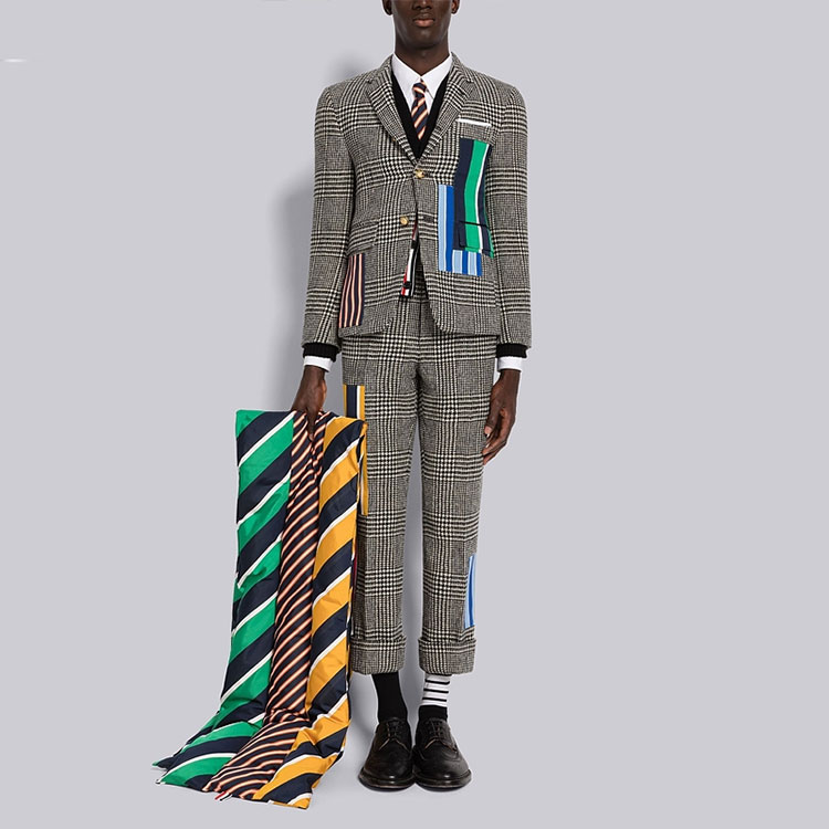 Lookbook THOM BROWNE FW22 Celana Kotak-Kotak Hitam/Putih Model Lurus. MTC186A-F0108-980