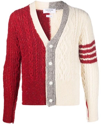 Thom Browne FW22 Cardigan V-Neck Sweater Garis Merah Colorblock. MKC409F-Y1506-001 Buy Thom Browne FW22 Cardigan V-Neck Sweater Garis Merah Colorblock. MKC409F-Y1506-001