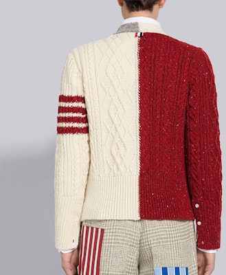 Thom Browne FW22 Cardigan V-Neck Sweater Garis Merah Colorblock. MKC409F-Y1506-001 Shop Thom Browne FW22 Cardigan V-Neck Sweater Garis Merah Colorblock. MKC409F-Y1506-001