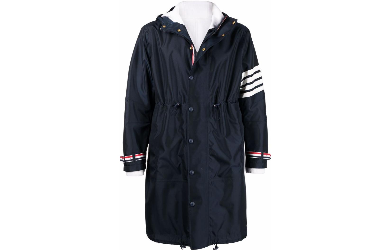 THOM BROWNE FW22  Solid Four-Stripe Hooded Mid-Length Jacket Blue MKJ089A-Y1018-415 圖 2