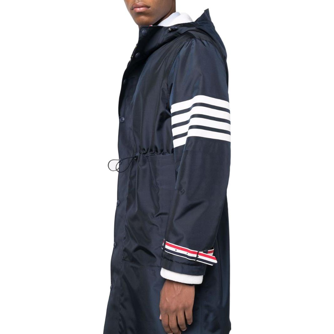 THOM BROWNE FW22  Solid Four-Stripe Hooded Mid-Length Jacket Blue MKJ089A-Y1018-415 圖 5