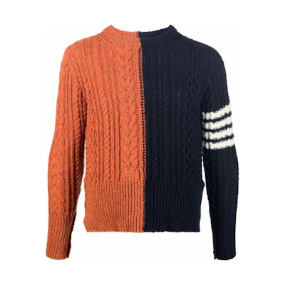 THOM BROWNE FW22 Striped Mohair Wool Knit Sweater Orange Red MKA411F-Y1506-825