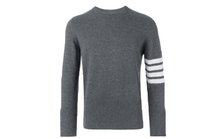 Thom Browne FW22  Striped Print Crewneck Cashmere Sweater Grey MKA00-1A00011-038 圖 2