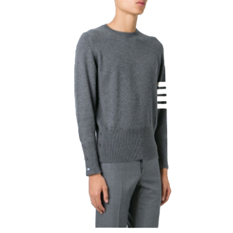 Thom Browne FW22  Striped Print Crewneck Cashmere Sweater Grey MKA00-1A00011-038 圖 3