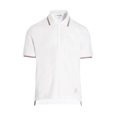 THOM BROWNE FW22 White Classic Striped Edge Polo Shirt MJP156G-07975-100