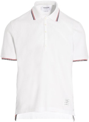 톰 브라운 FW22 화이트 클래식 스트라이프 엣지 폴로 셔츠 MJP156G-07975-100 Order 톰 브라운 FW22 화이트 클래식 스트라이프 엣지 폴로 셔츠 MJP156G-07975-100