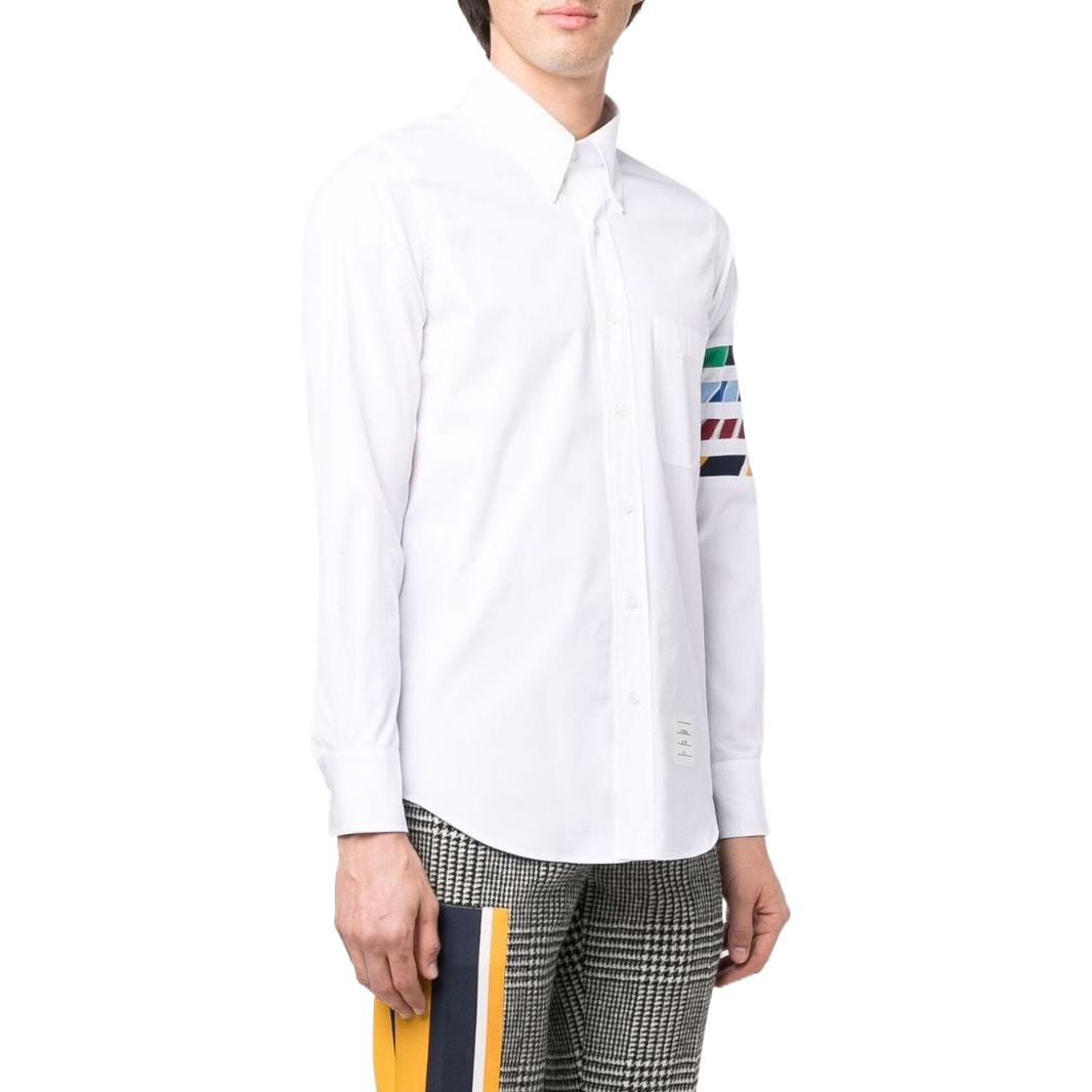 THOM BROWNE FW22  White Striped Casual Single-Breasted Shirt Long Sleeve MWL374A03113100 圖 3