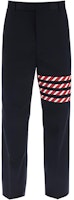 THOM BROWNE FW22 Wide-Leg Four-Stripe Casual Pants Navy Blue MTU316A-03788-415 THOM BROWNE FW22 Wide-Leg Four-Stripe Casual Pants Navy Blue MTU316A-03788-415