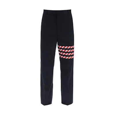 THOM BROWNE FW22 Wide-Leg Four-Stripe Casual Pants Navy Blue MTU316A-03788-415